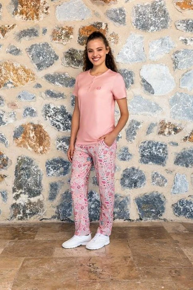 Doreanse 4014 Modal Kısa Kollu Kadın Pijama Takımı PEMBE ürün görseli 1