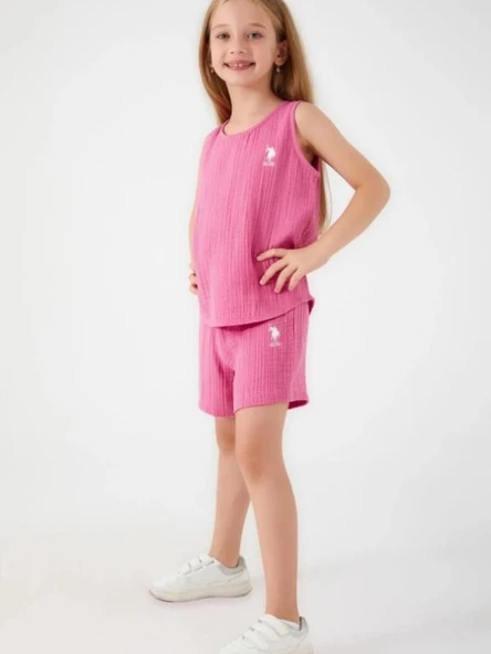 Us Polo 1445 Kız Çocuk Garson Şortlu Pijama Takımı - 3