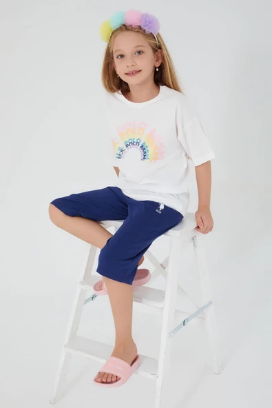 U.S Polo 1404 Krem Kız Çocuk Kapri Takım Pijama Takımı ürün görseli 1