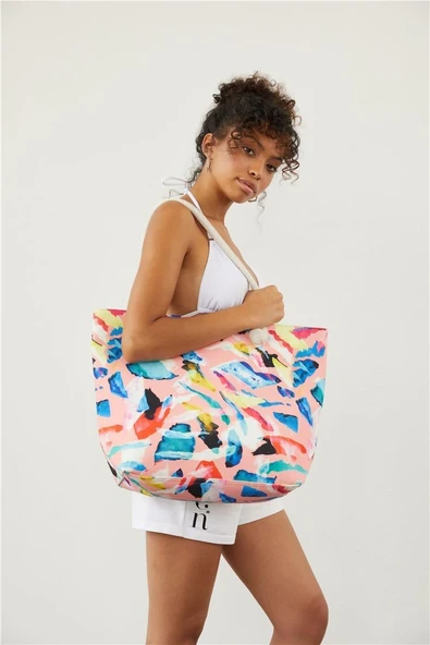 Louren 7701 Uzun Saplı Plaj Cantası PEMBE ürün görseli