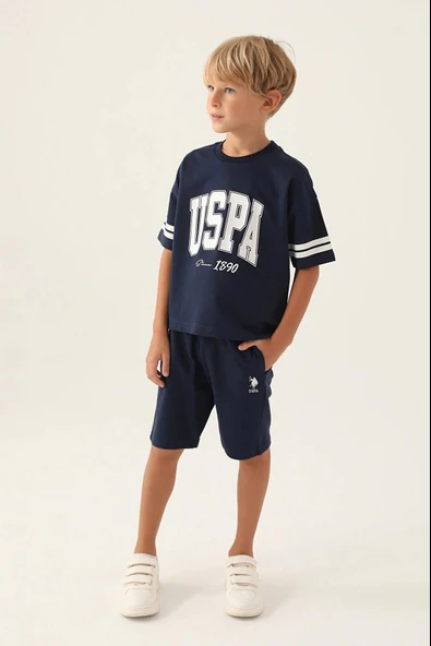 U.S Polo 1709 Pamuklu Kısa Kollu Garson Erkek Bermuda Takım LACİVERT ürün görseli 1