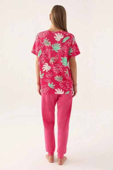 Roly Poly 3386 Pamuklu Anne Kız Kısa Kollu Kadın Pijama Takımı FUŞYA - Resim 5