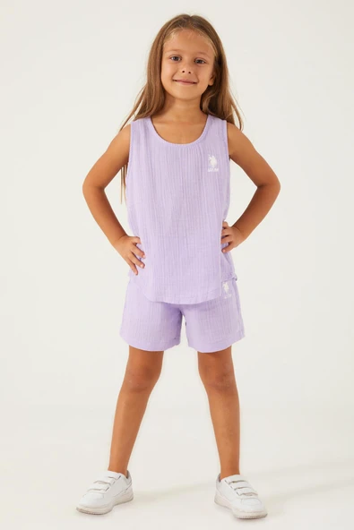 Us Polo 1445 Kız Çocuk Garson Şortlu Pijama Takımı - Resim 3