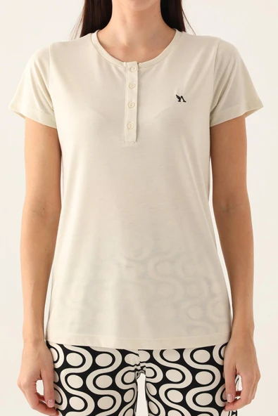 Arnetta 2895 Kısa Kollu Kadın Pijama Takımı BEJ ürün görseli 1