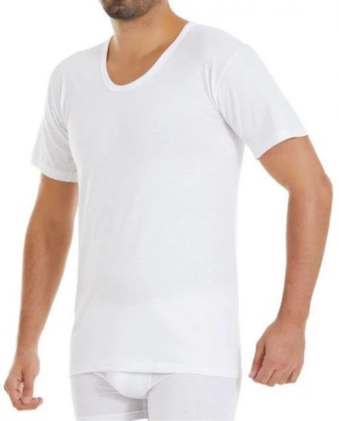 Yıldız 01 Erkek Beyaz Süprem Yuvarlak Yaka Kısa Kollu Fanila ürün görseli 1