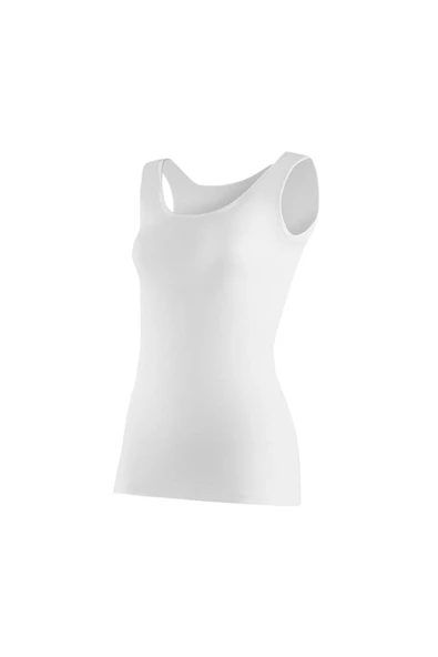 Yıldız 2028 Beyaz Ribana Geniş Askılı Biyeli Kadın Atlet ürün görseli 1