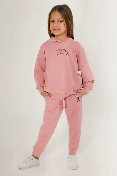Us Polo 1662 Pembe Renk Kız Çocuk Eşofman Pijama Takımı - 1