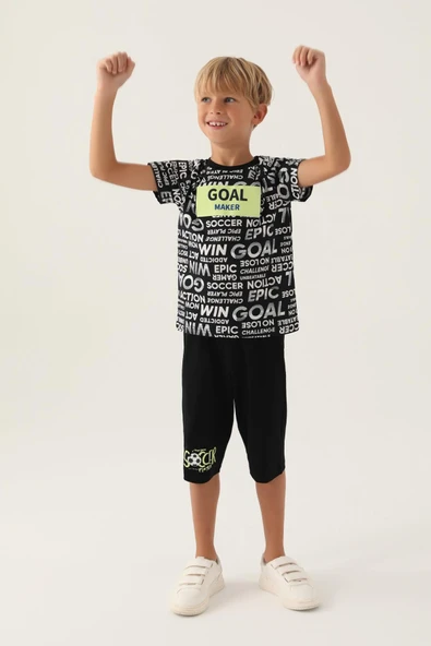 Roly Poly 3343 Pamuklu Erkek Garson Kapri Takım SİYAH - Resim 3