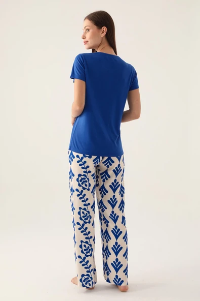 Arnetta 2923 Kısa Kollu Patlı Kadın Pijama Takımı SAKS - Resim 4