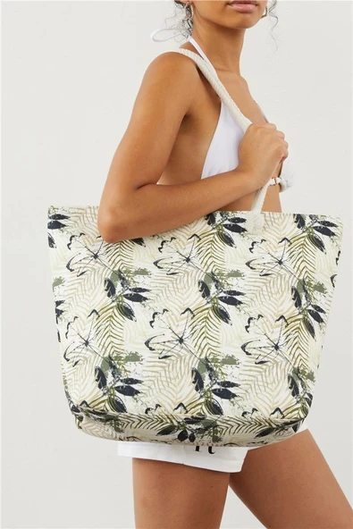 Louren 7701 Uzun Saplı Plaj Cantası BEJ - Resim 2