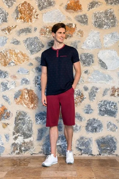 Doreanse 4514 Modal Kısa Kollu Erkek Bermuda Takım BORDO ürün görseli 1