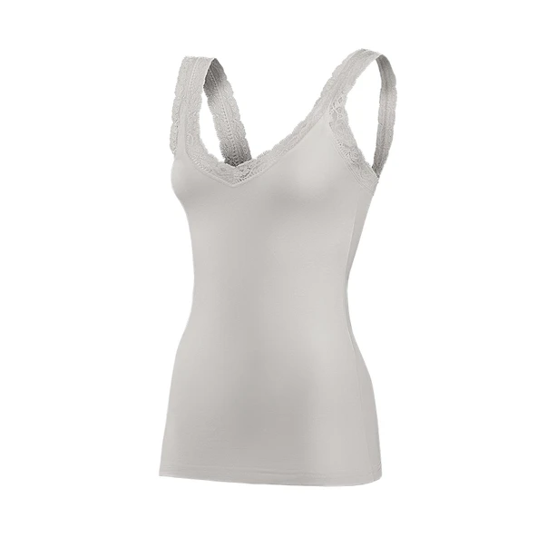 Yıldız 2262 Ekru Modal V Yaka Askıları Dantelli Kadın Atlet ürün görseli 1