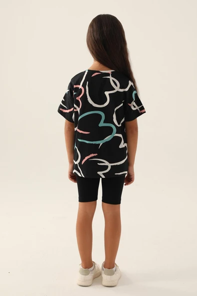 Roly Poly 3396 Pamuklu Kız Çocuk Bermuda Takım SİYAH - Resim 4