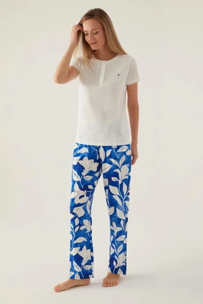 Pierre Cardin 8834 Kısa Kollu Patlı Kadın Pijama Takımı Beyaz ürün görseli 1