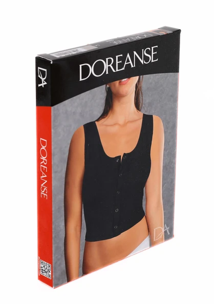 Doreanse 9104 Kadın Siyah ÇıtÇıt Detaylı Crop Atlet SİYAH - Resim 3