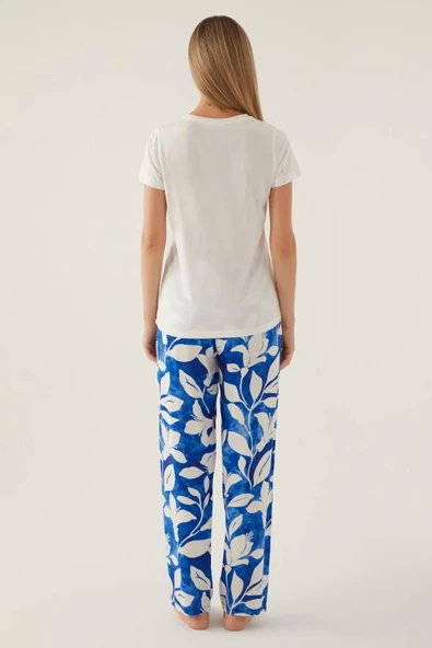 Pierre Cardin 8834 Kısa Kollu Patlı Kadın Pijama Takımı Beyaz - Resim 5