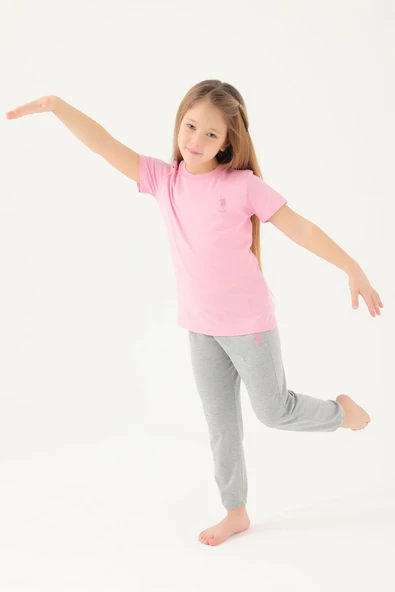 Us Polo 1449 Pembe Renk Kız Çocuk Kısa Kollu Pijama Takımı ürün görseli