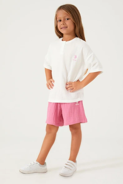 Us Polo 1446 Kız Çocuk Şortlu Takım - Resim 3