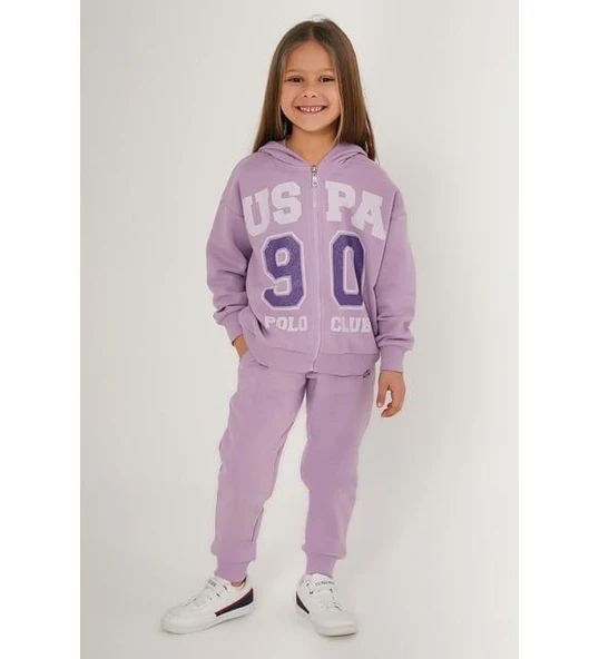 U.S Polo 1628 Lila Kız Garson Fermuarlı Pijama Takımı ürün görseli
