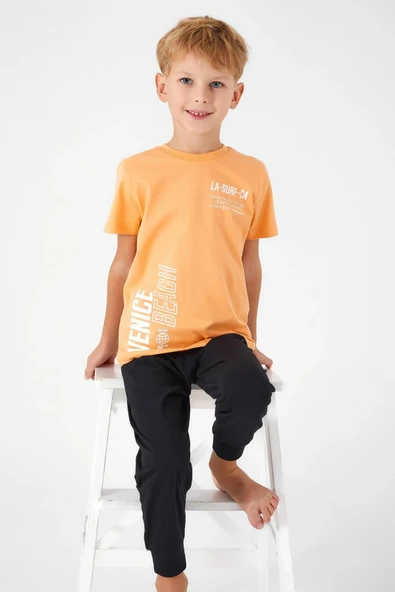 ROLY POLY ERKEK ÇOCUK KISA KOL PİJAMA TAKIMI TURUNCU - 3