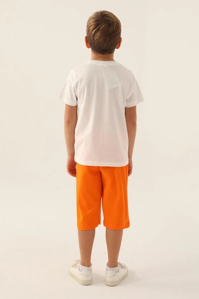 Roly Poly 3357 Pamuklu Kısa Kollu Erkek Garson Kapri Takım Beyaz - Resim 4