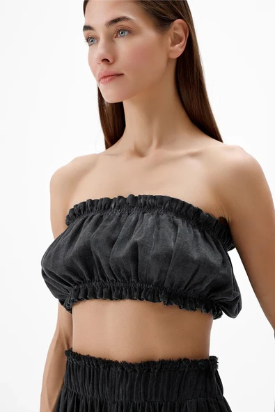 İki Kız Keten Natürel Mini Büstiyer KREM - Resim 5