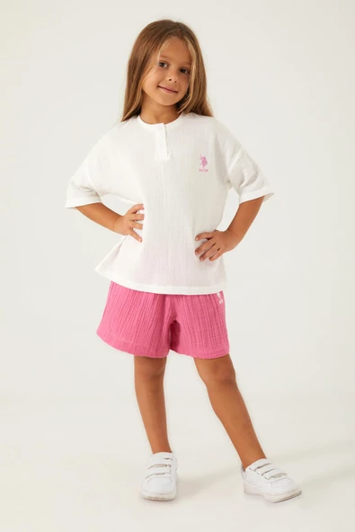 Us Polo 1446 Kız Çocuk Şortlu Takım - Resim 2