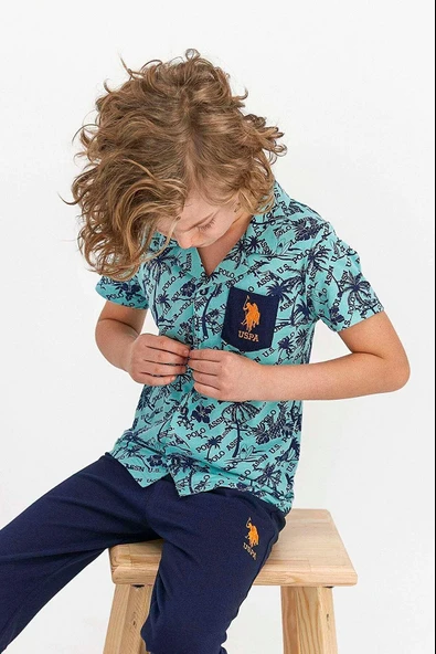 Us Polo 820 Yeşil Renk Erkek Garson Pijama Takımı - Resim 3