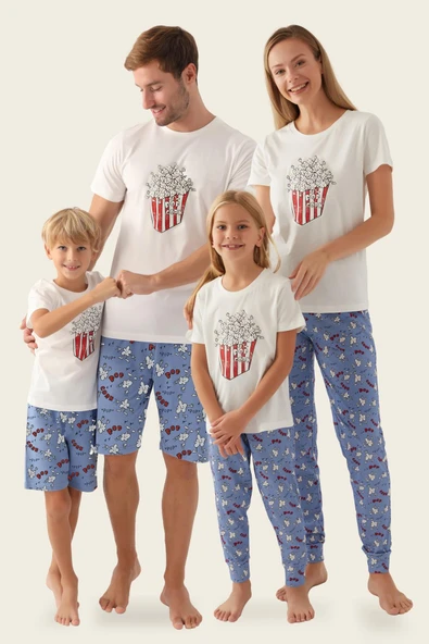 Roly Poly 3373 Pamuklu Baba Oğul Kısa Kollu Erkek Garson Bermuda Takım Beyaz - Resim 2