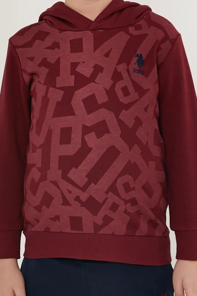 Us Polo 1513 Bordo Renk Erkek Çocuk Uzun Kollu Eşofman Takımı - Resim 3