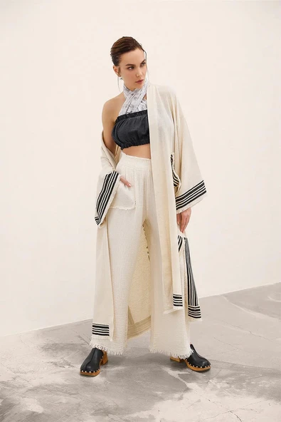 İki Kız Keten Natürel Mini Büstiyer KREM ürün görseli 1