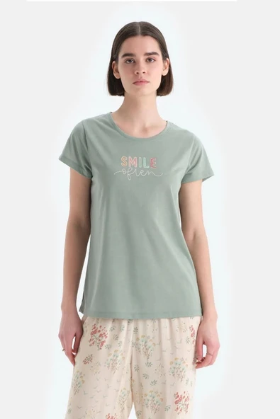 Eros 33554 Pamuklu Kısa Kollu Kadın Pijama Takımı YEŞİL ürün görseli 1