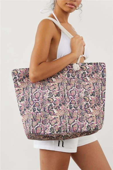 Louren 7701 Uzun Saplı Plaj Cantası FUSYA - Resim 2