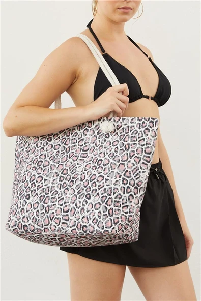 Louren 7701 Uzun Saplı Plaj Cantası LEOPAR ürün görseli