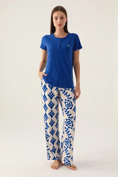 Arnetta 2923 Kısa Kollu Patlı Kadın Pijama Takımı SAKS ürün görseli 1
