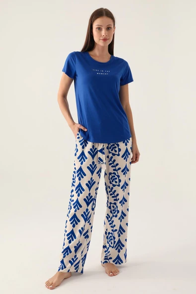 Arnetta 2922 Kısa Kollu Altı Dokuma Kadın Pijama Takımı SAKS ürün görseli 1