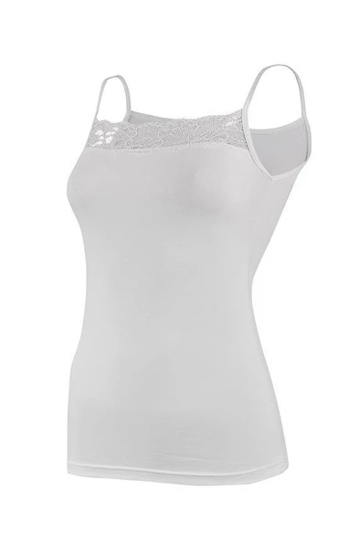 Yıldız 2135 Beyaz Likralı Dantelli İp Askılı Biyeli Kadın Atlet ürün görseli 1