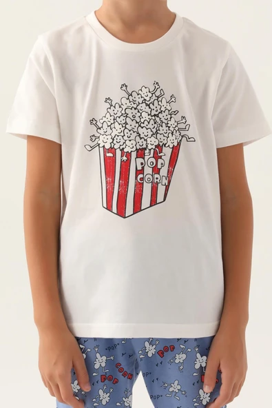 Roly Poly 3373 Pamuklu Baba Oğul Kısa Kollu Erkek Garson Bermuda Takım Beyaz - Resim 3