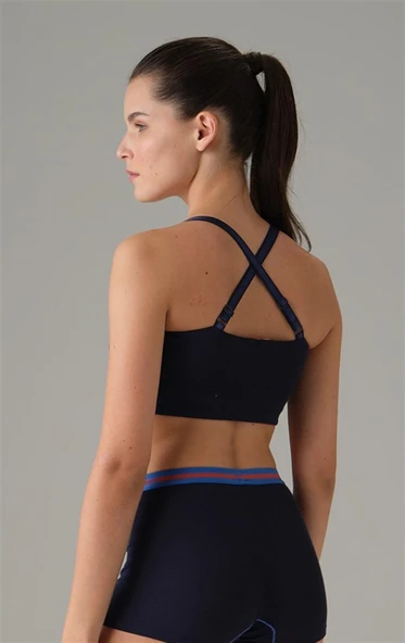 Doreanse 5588  Kadın Desteksiz Çapraz Askılı Spor Atlet SİYAH - Resim 2