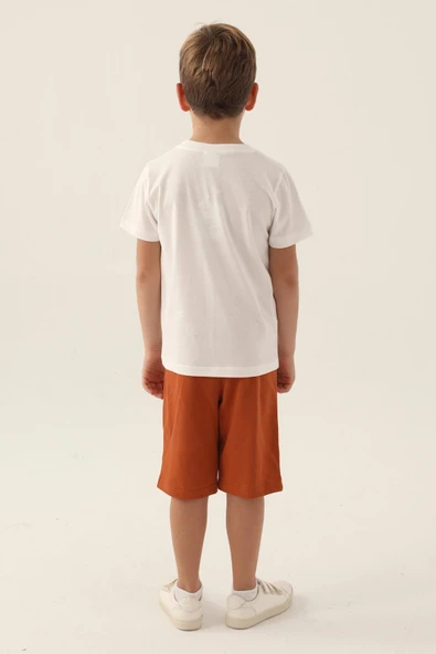 Roly Poly 3339 Pamuklu Baba Oğul  Kısa Kol Erkek Garson Bermuda Takım Beyaz - Resim 4