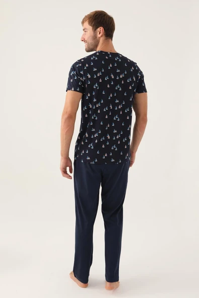 Arnetta 2992 Pamuklul Baba Oğul Kısa Kolu Erkek Pijama Takımı LACİVERT - Resim 4