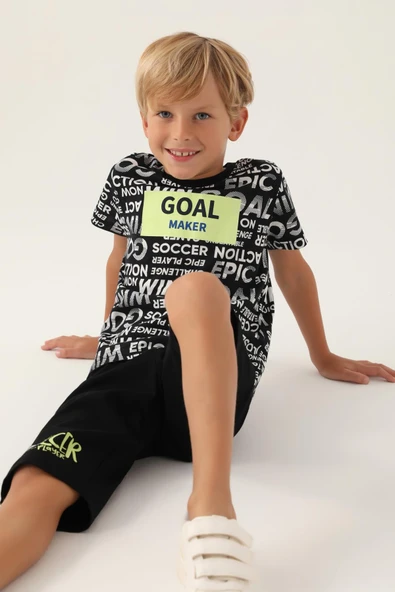 Roly Poly 3343 Pamuklu Erkek Garson Kapri Takım SİYAH - Resim 2