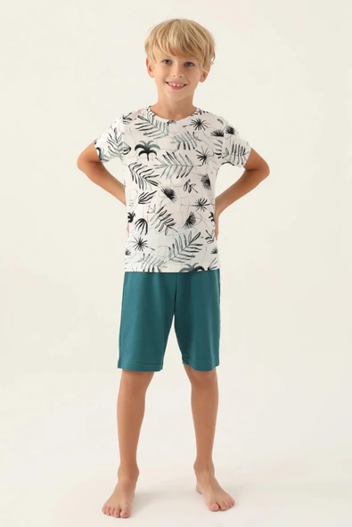 Arnetta 2985 Pamuklu Baba Oğul Kısa Kollu Erkek Garson Bermuda Takım Beyaz ürün görseli 1