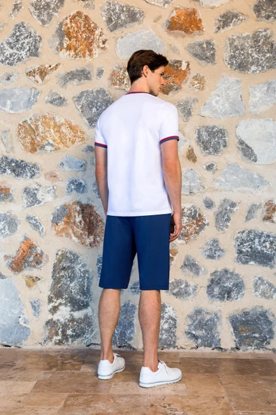 DOREANSE 4504 MODAL KISA KOLLU ERKEK ŞORT TAKIM Beyaz - Resim 2