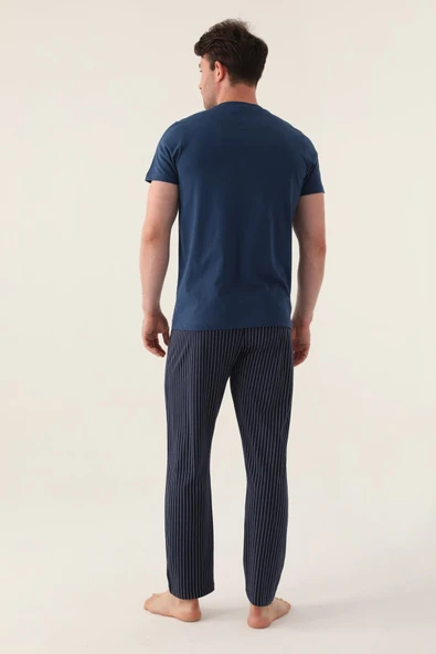 Arnetta 3014 Pamuklu Kısa Kollu Erkek Pijama Takımı İNDİGO - 4