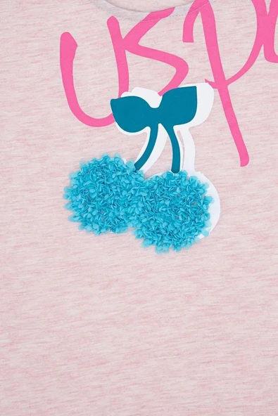 Us Polo 871 Açık Pembe Renk Kız Çocuk Kapri Takım - Resim 2