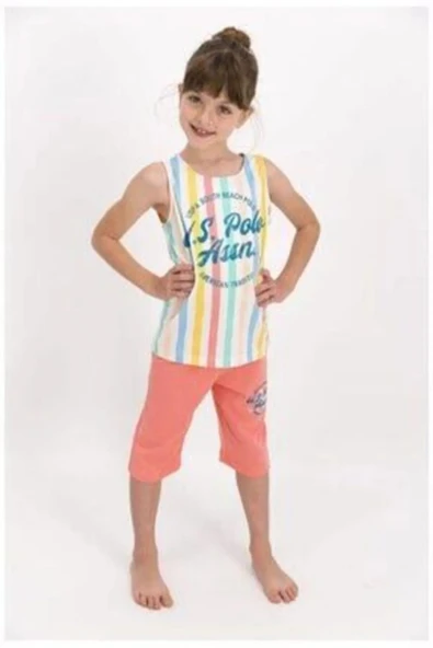 Us Polo 874 Bej Renk Kız Çocuk Kapri Takım ürün görseli 1