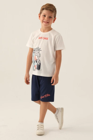 Roly Poly 3347 Pamuklu Kısa Kollu Erkek Garson Bermuda Takım Beyaz ürün görseli 1