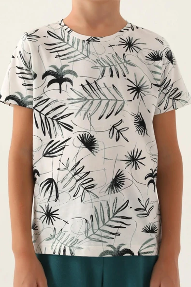 Arnetta 2985 Pamuklu Baba Oğul Kısa Kollu Erkek Garson Bermuda Takım Beyaz - Resim 4