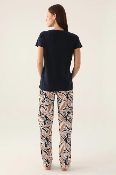 Arnetta 2915 Kısa Kol V Yaka Kadın Pijama Takımı LACİVERT - Resim 4